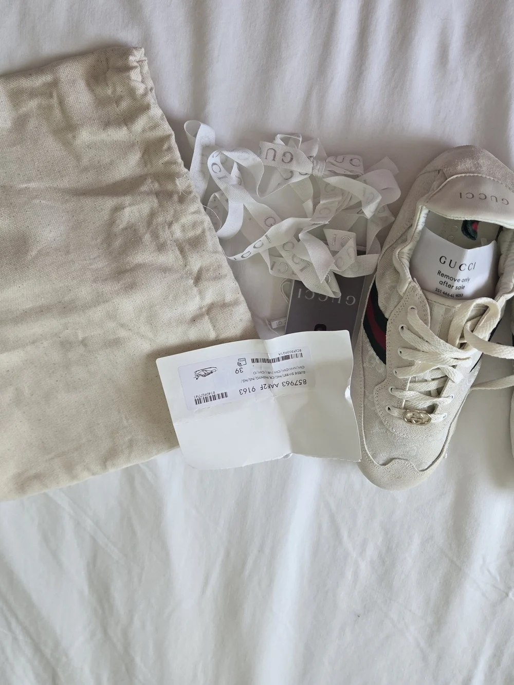 Gucci Women's Shift Sneaker - White with Green & Red Stripe